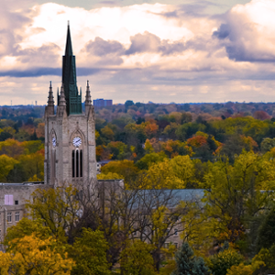 Autumn drone shot of Middlesex College